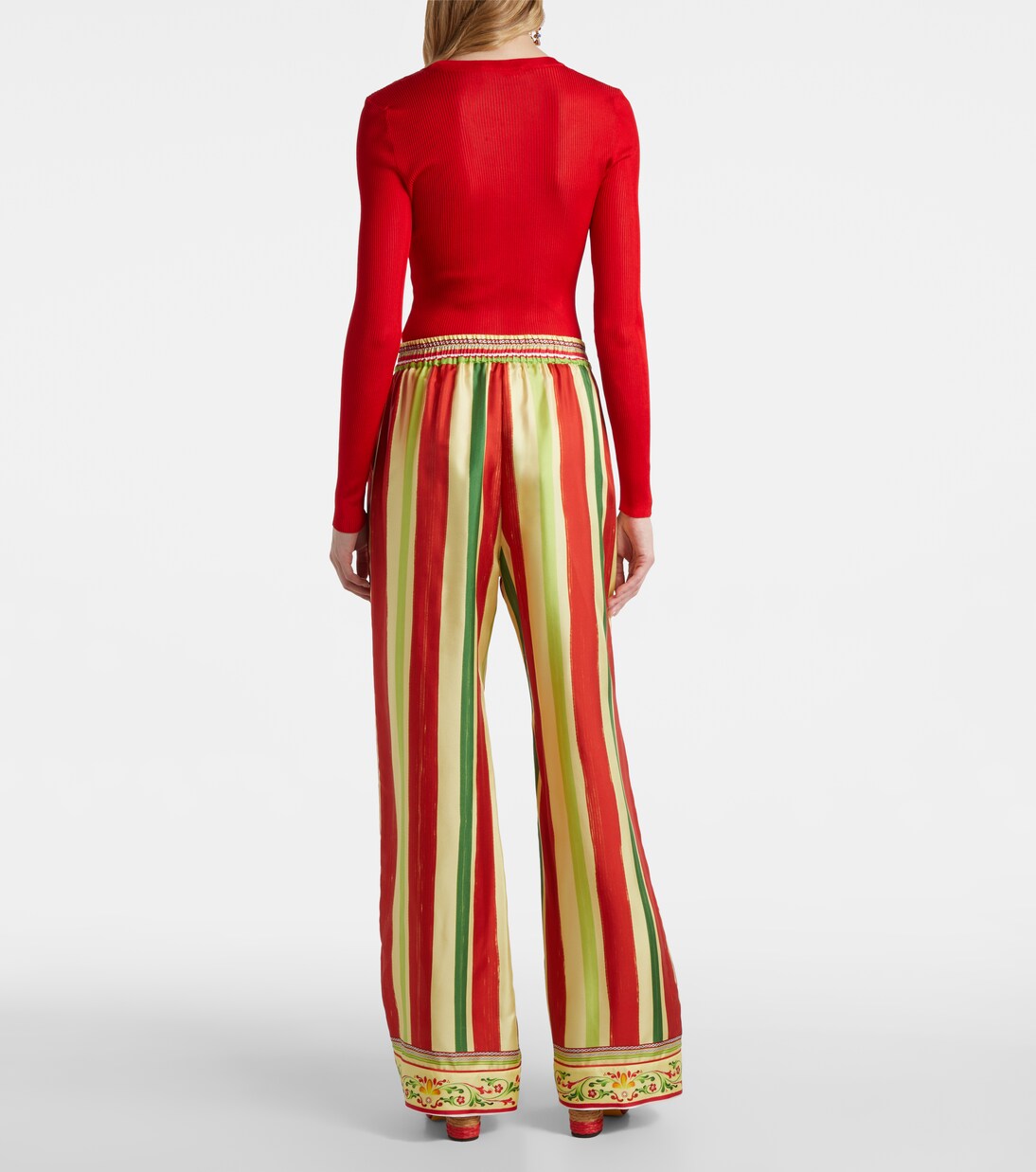High-rise striped silk palazzo pants | Dolce&Gabbana