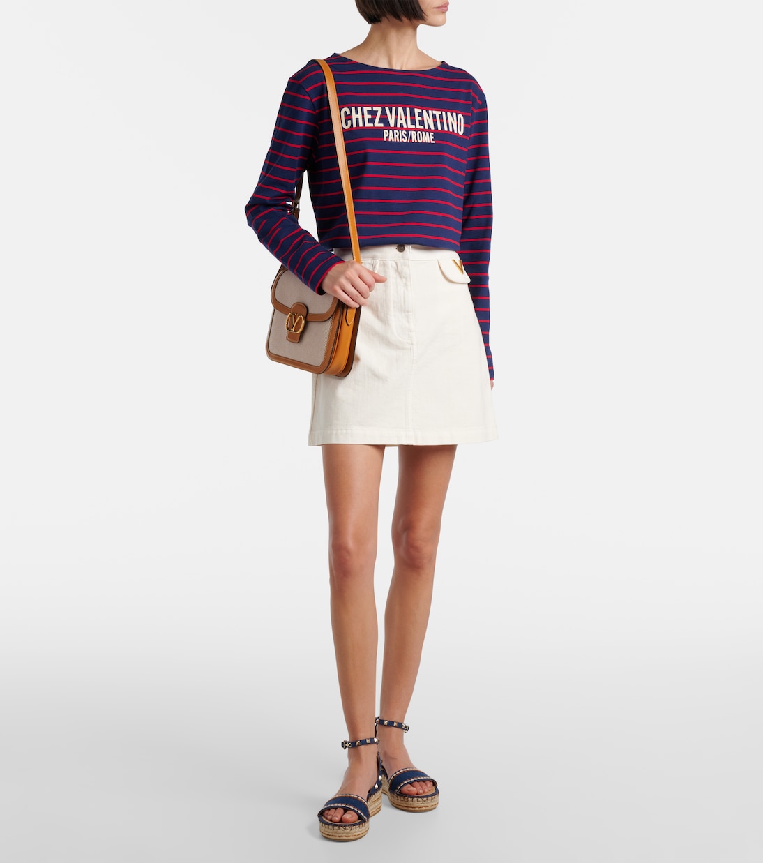 Sandali espadrillas Rockstud Double in denim | Valentino Garavani