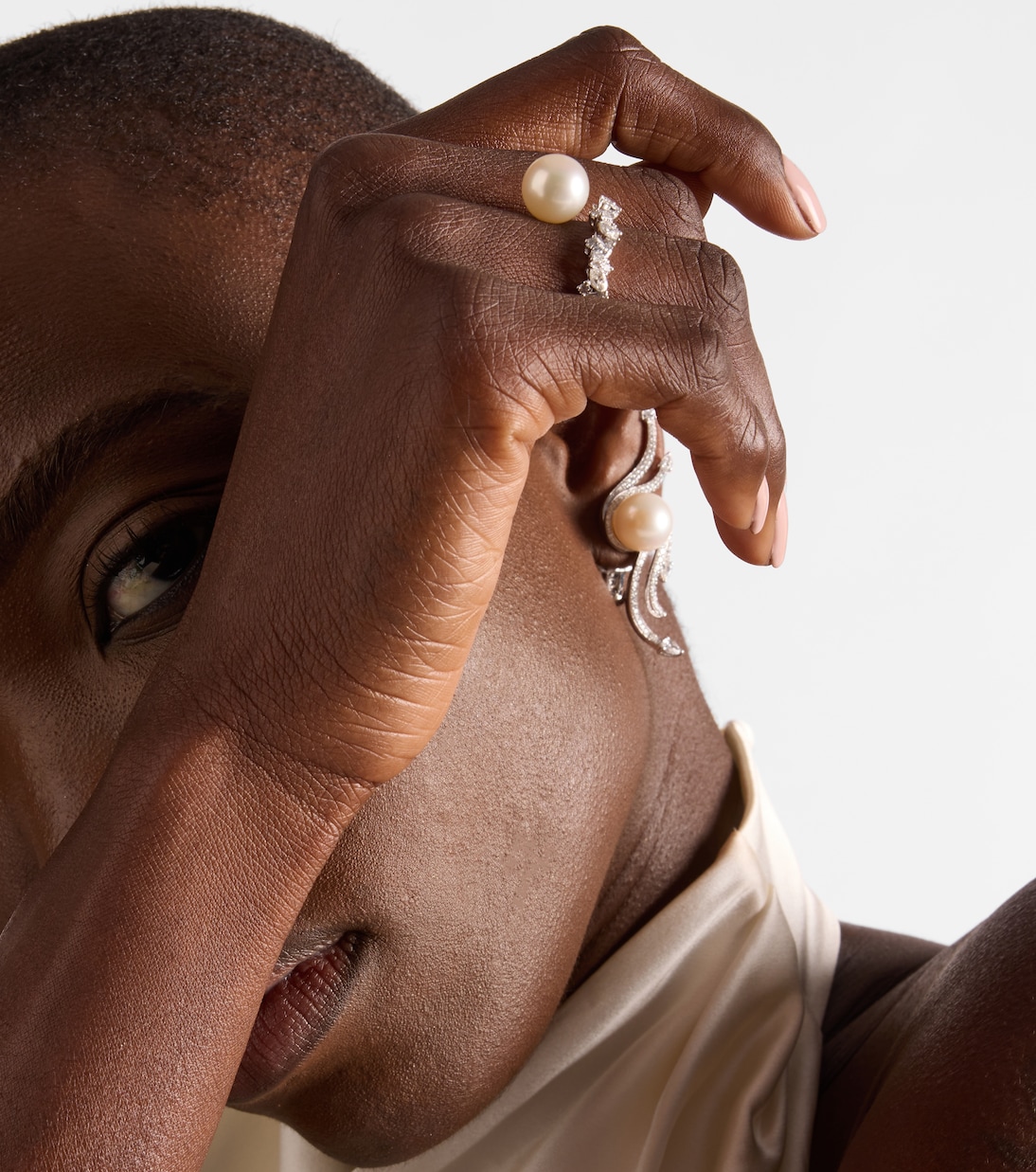 18kt 화이트 골드 다이아몬드 펄 링  | Yeprem