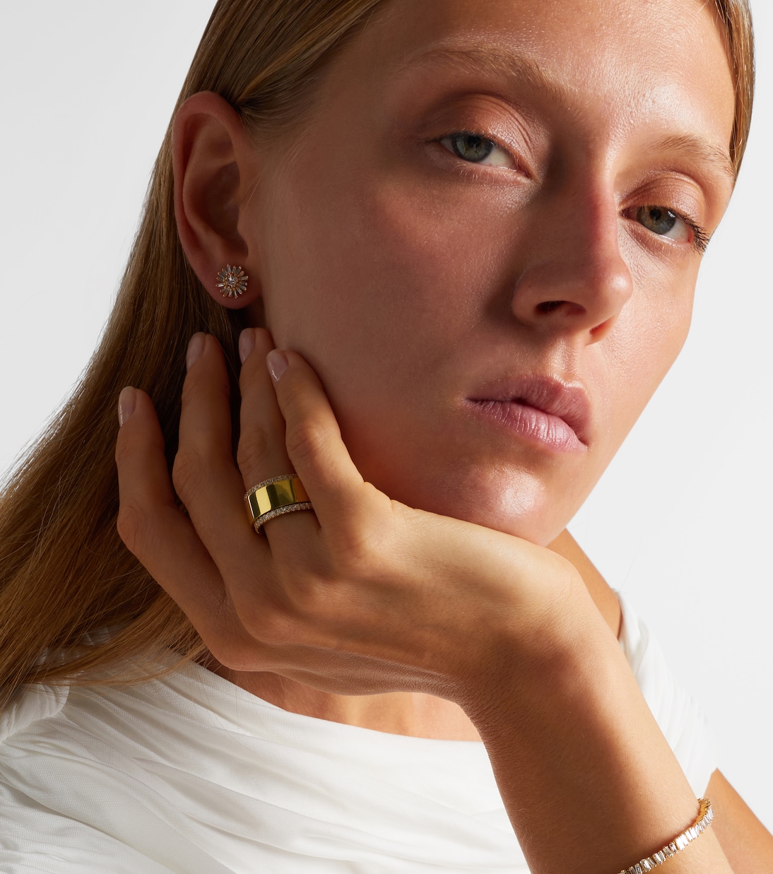 Anneaux de superposition pour bague connectée Midi en or 18 ct et diamants | Suzanne Kalan