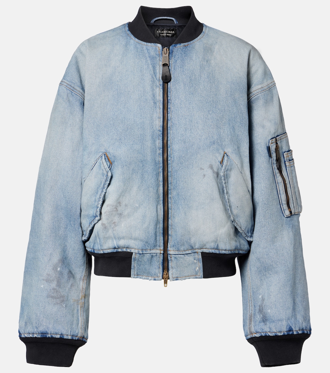 Cropped denim bomber jacket | Balenciaga