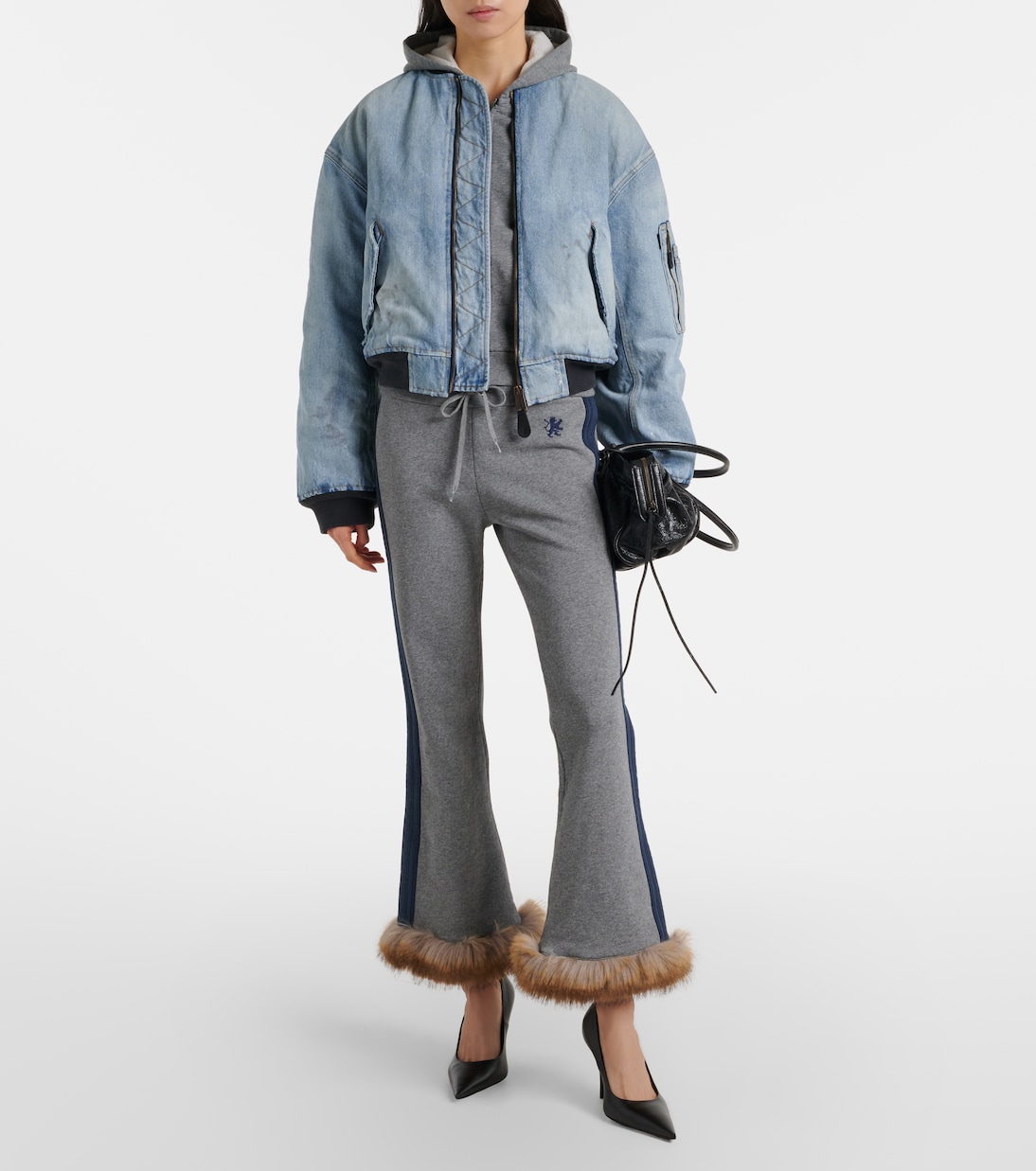 Cropped denim bomber jacket | Balenciaga