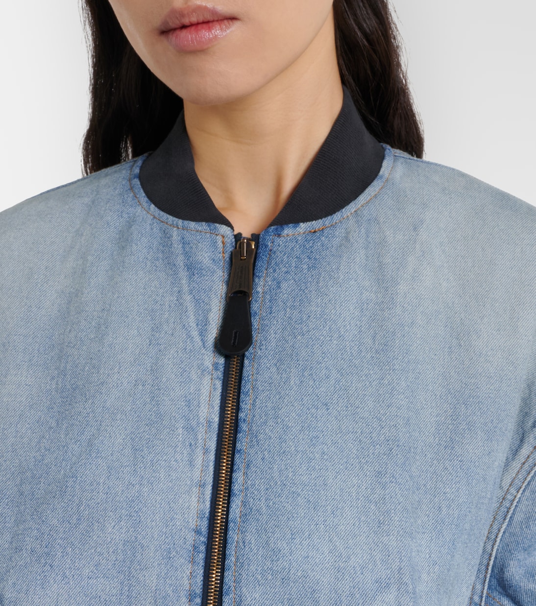 Cropped denim bomber jacket | Balenciaga