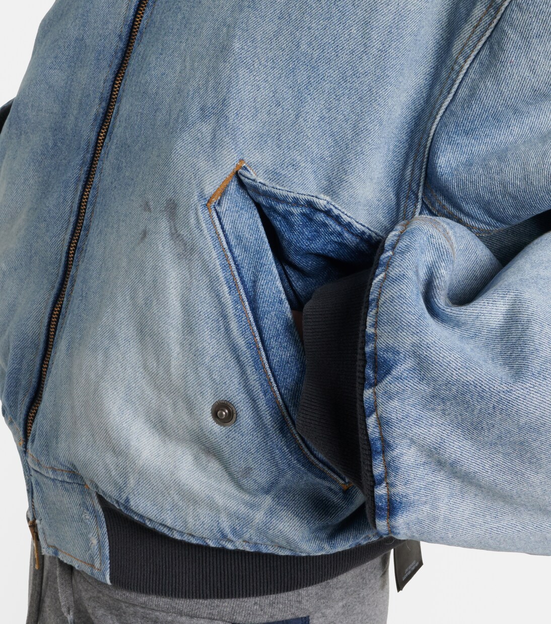 Cropped denim bomber jacket | Balenciaga