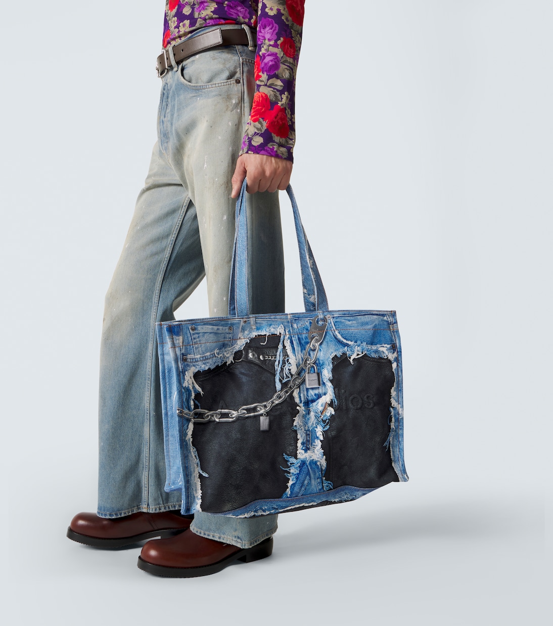 Trompe-l’œil printed canvas tote bag | Acne Studios