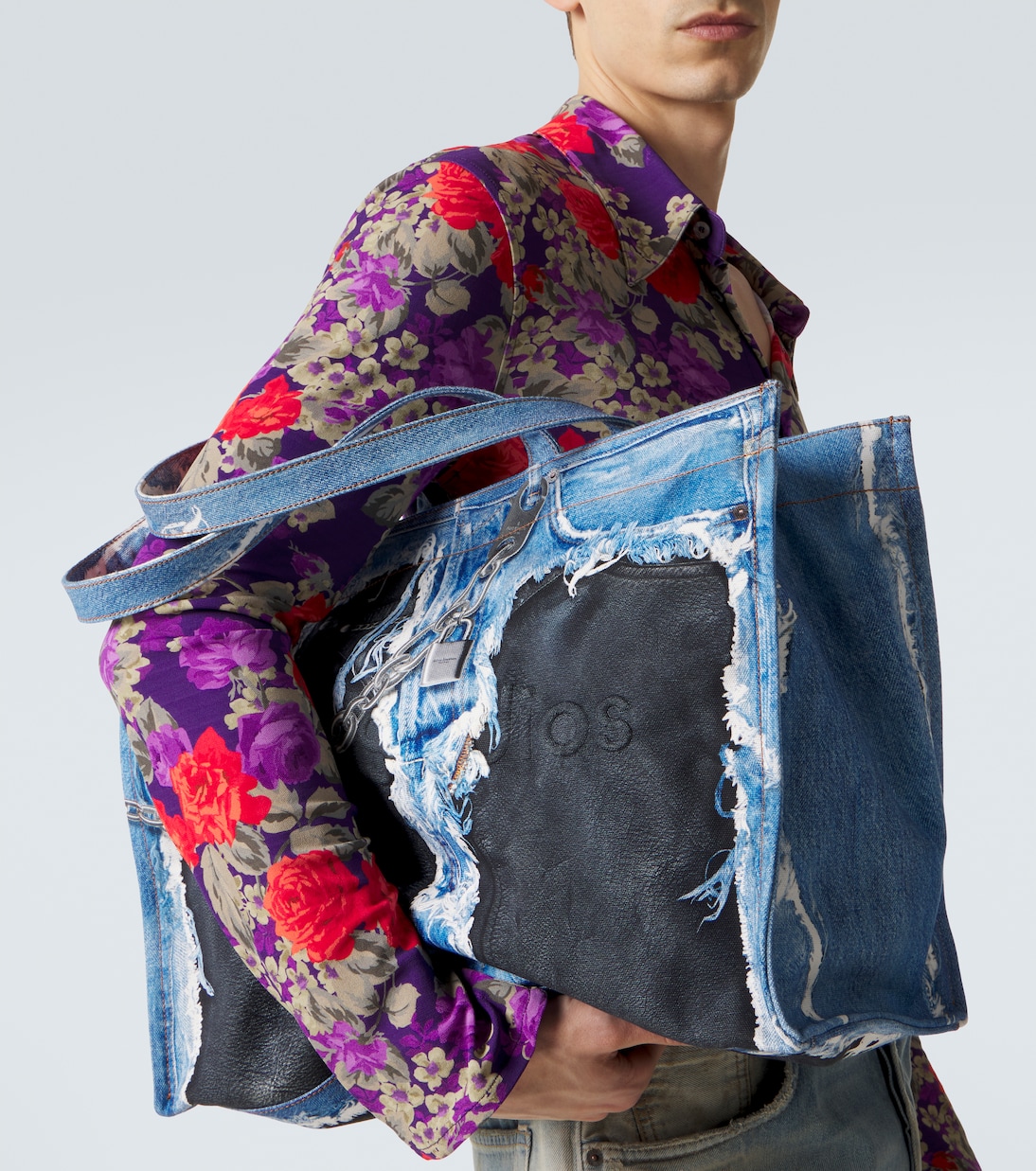 Trompe-l’œil printed canvas tote bag | Acne Studios