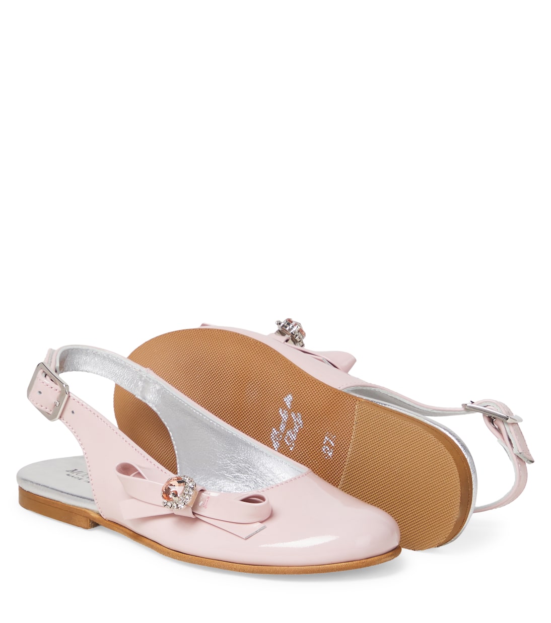 Embellished leather slingback ballet flats | Monnalisa