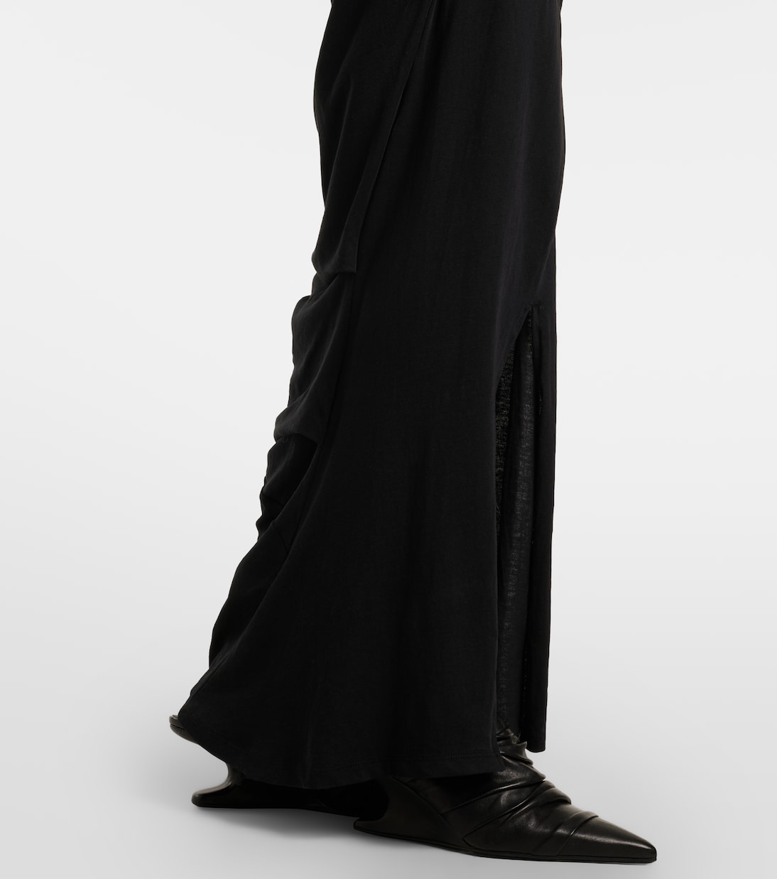 Gathered cotton-blend jersey maxi skirt | Entire Studios
