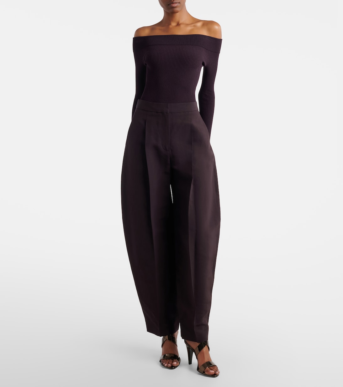 Ribbed-knit off-shoulder bodysuit | Alaïa