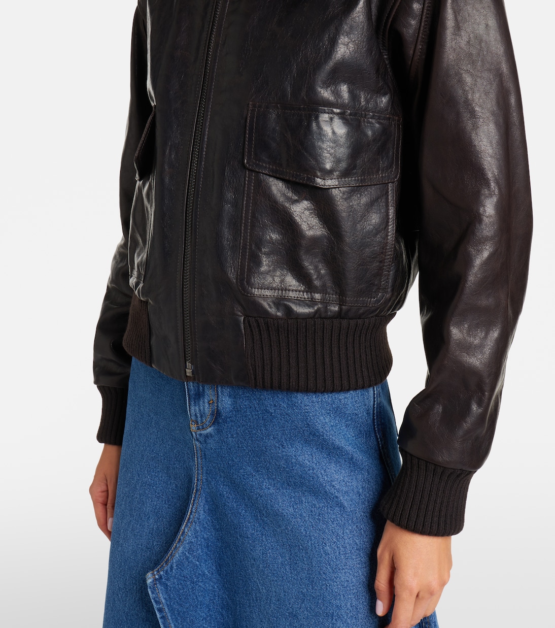 Shearling-trimmed leather jacket | Victoria Beckham