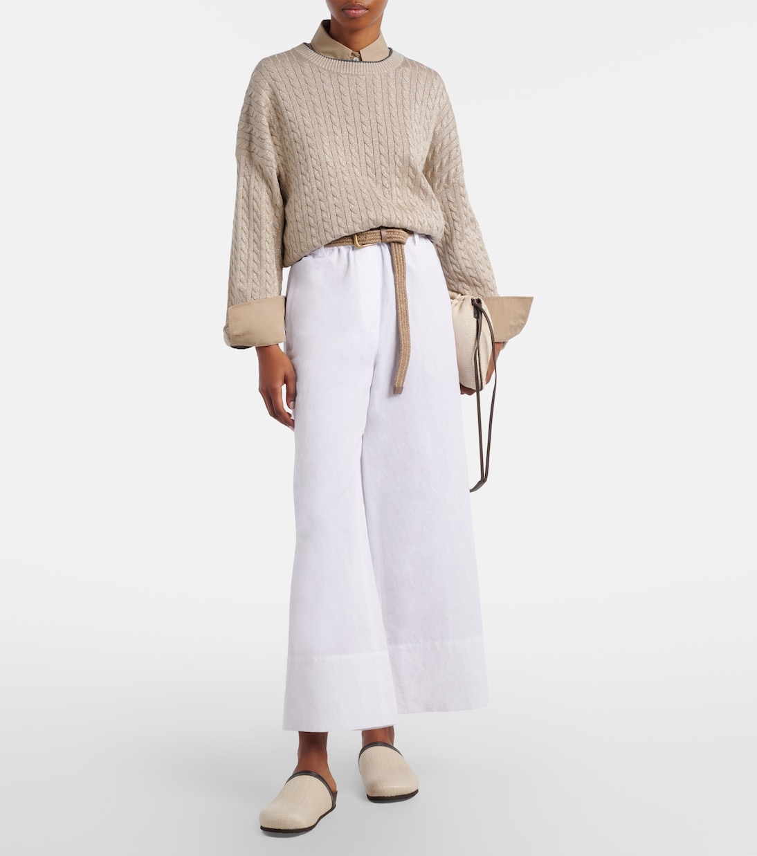 Linen and cotton wide-leg pants | Brunello Cucinelli