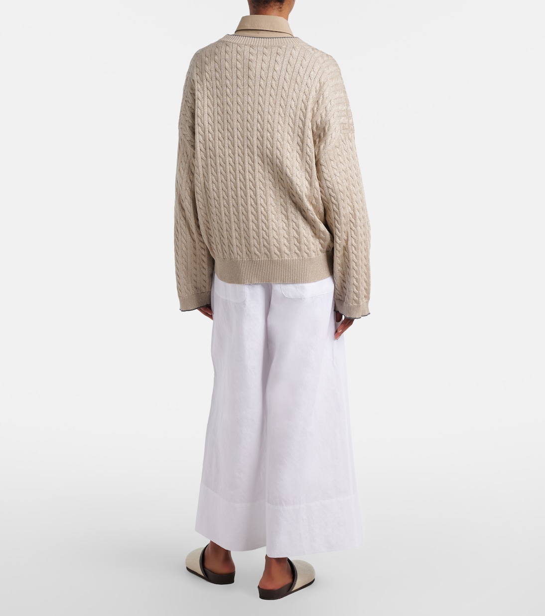 Linen and cotton wide-leg pants | Brunello Cucinelli