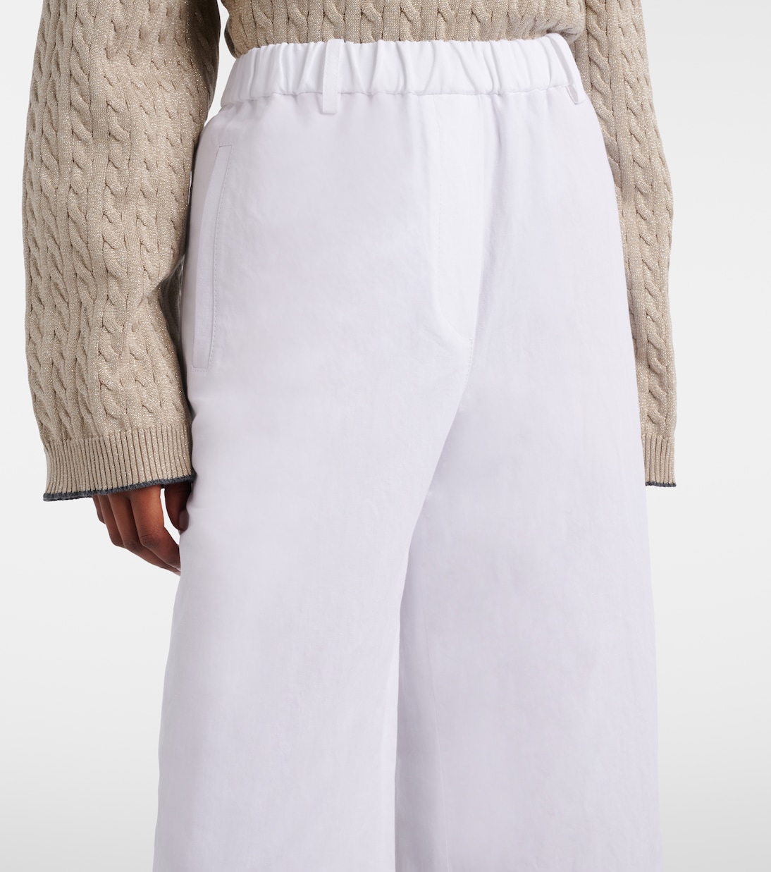 Linen and cotton wide-leg pants | Brunello Cucinelli