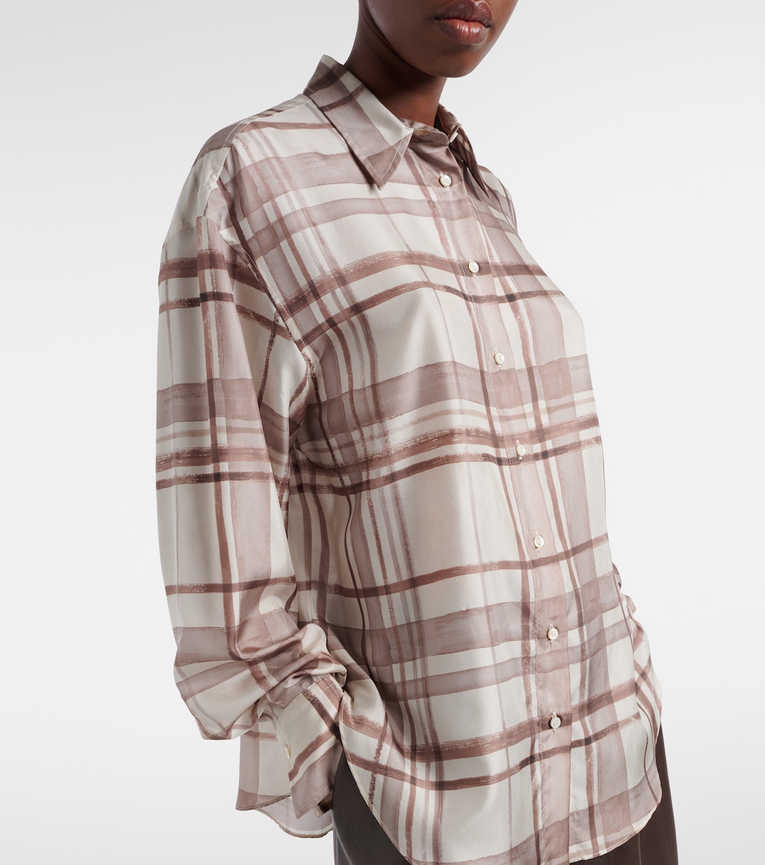 Checked silk shirt | Brunello Cucinelli