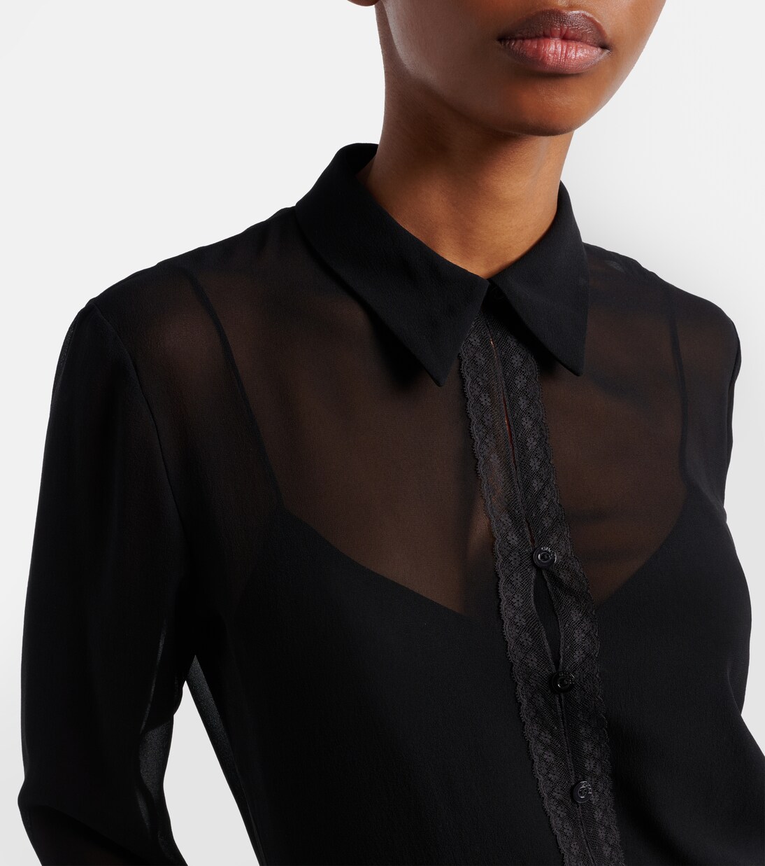 Lace-trimmed silk georgette shirt | Gucci