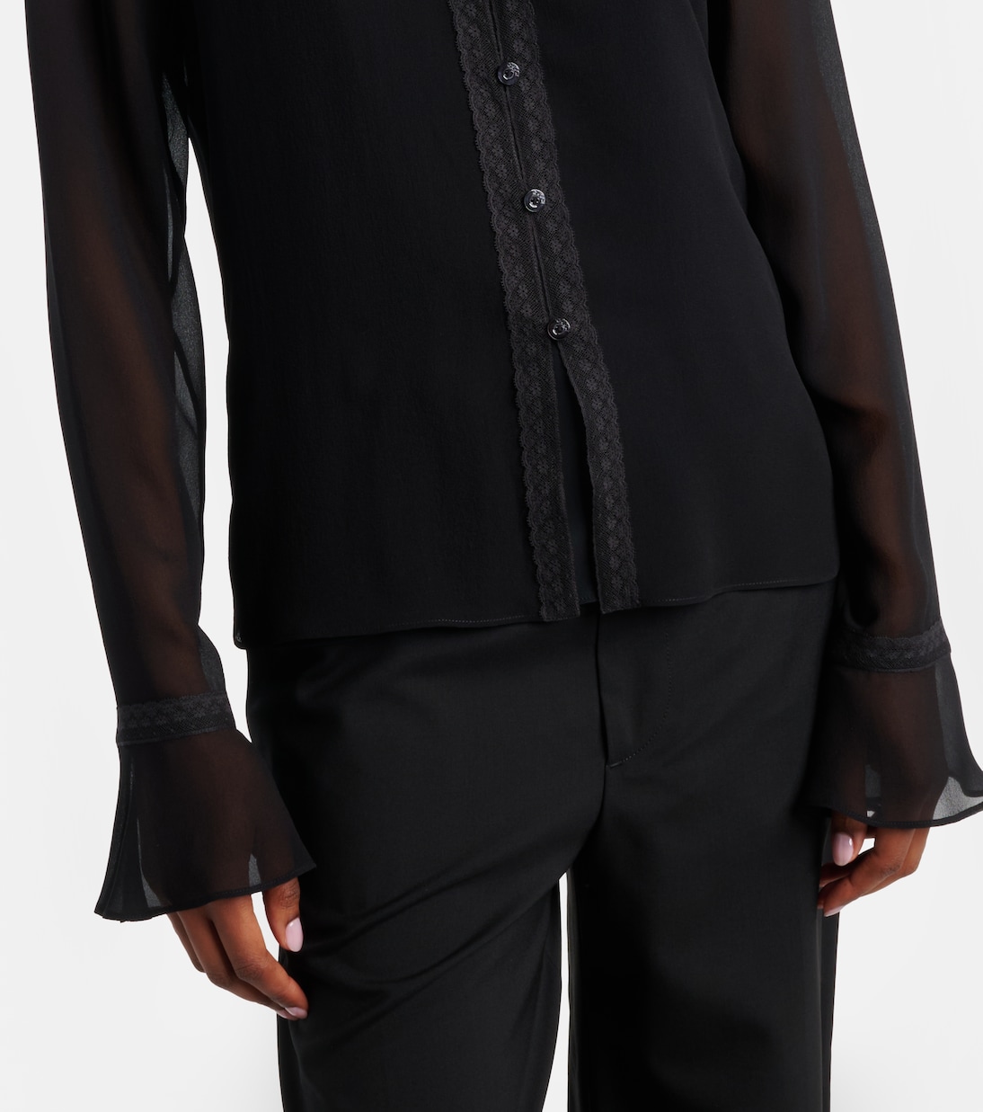 Lace-trimmed silk georgette shirt | Gucci