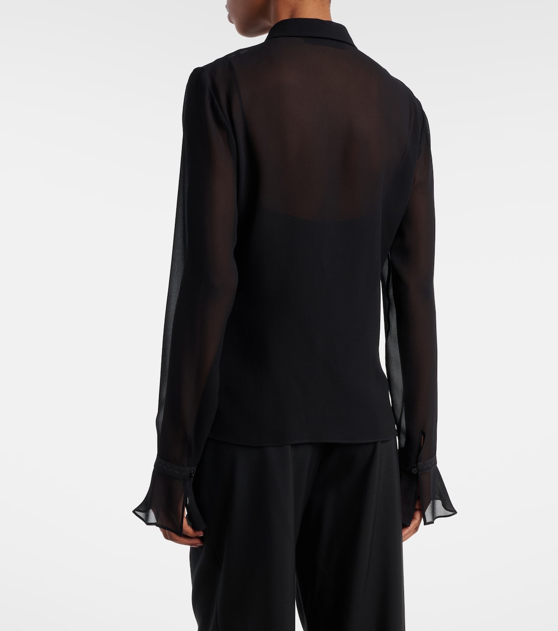 Lace-trimmed silk georgette shirt | Gucci