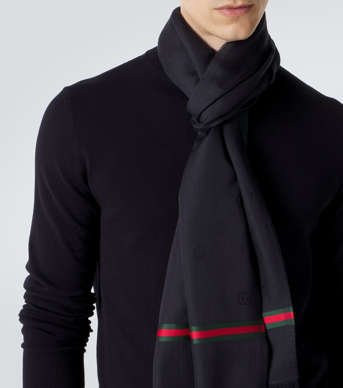 Web Stripe wool and silk scarf | Gucci