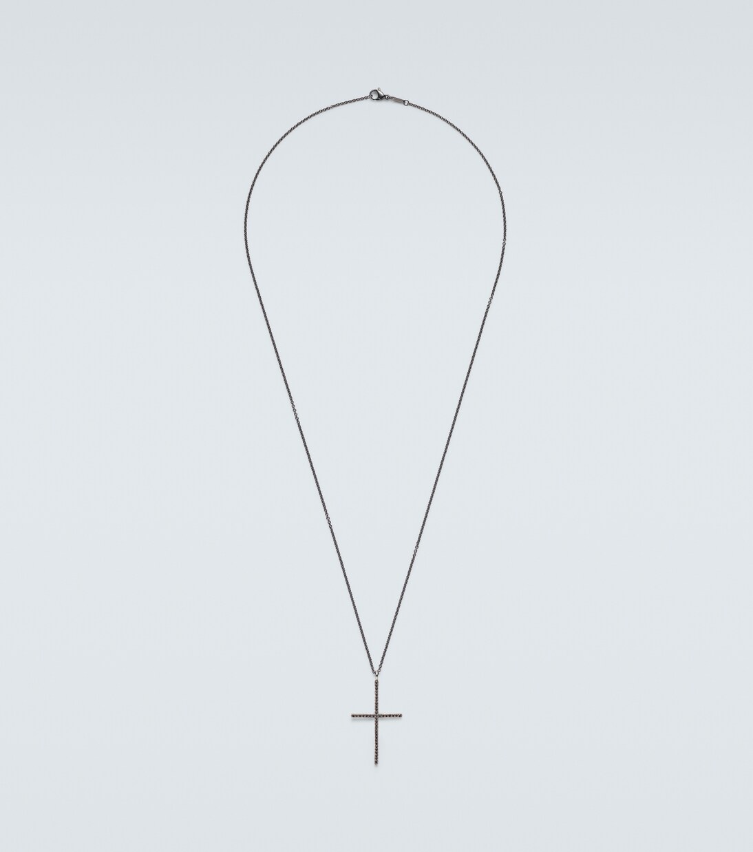 Classic 18kt white gold and steel necklace with diamonds | Ileana Makri