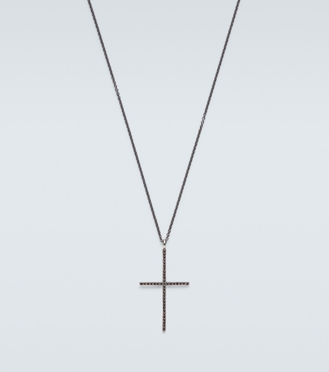 Classic 18kt white gold and steel necklace with diamonds | Ileana Makri