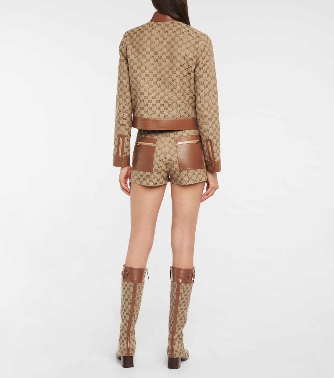 Short GG Supreme en coton mélangé et cuir | Gucci