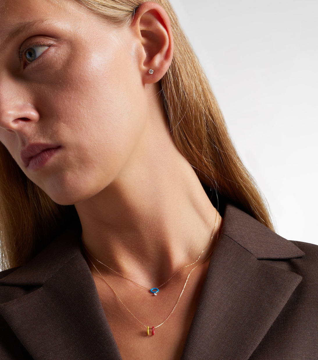 18kt gold chain necklace with white diamond | Persée