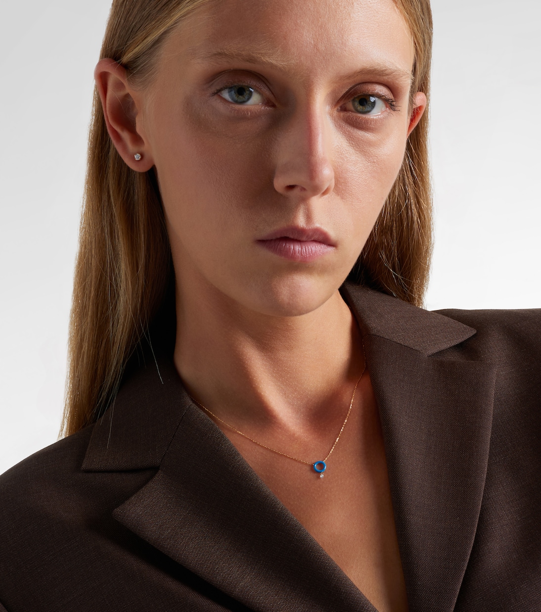 18kt gold chain necklace with white diamond | Persée