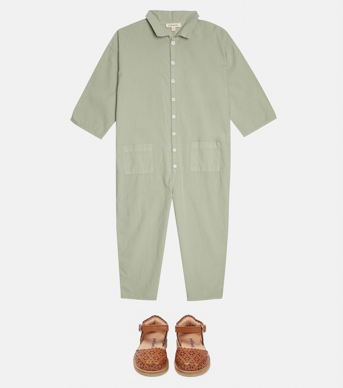 Cosmos cotton jumpsuit | Caramel