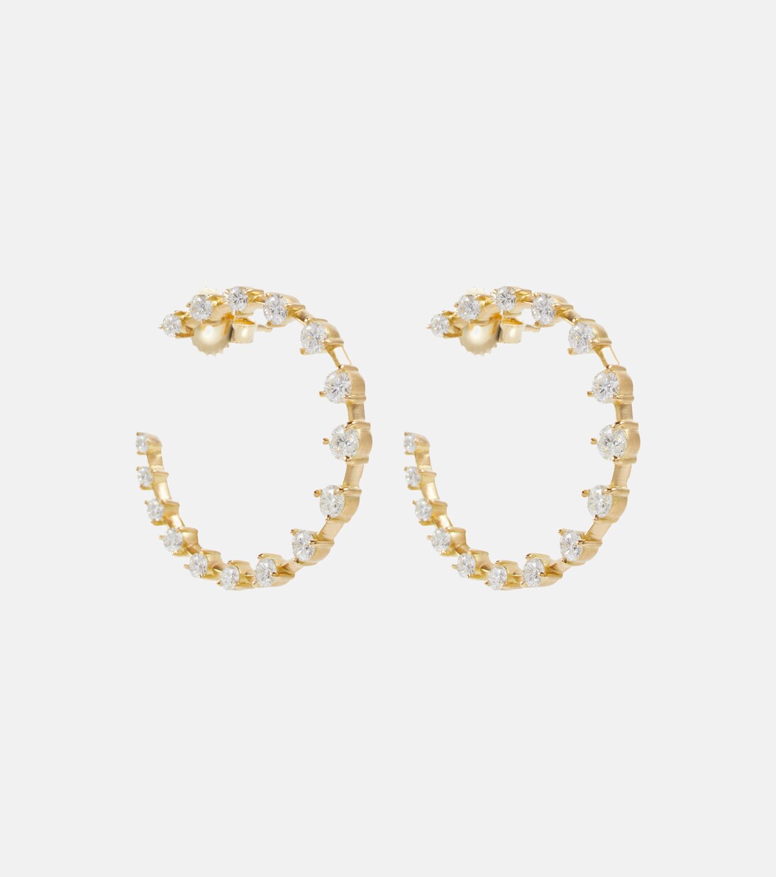 Boucles d'oreilles Crescent en or 18 ct et diamants | Jade Trau