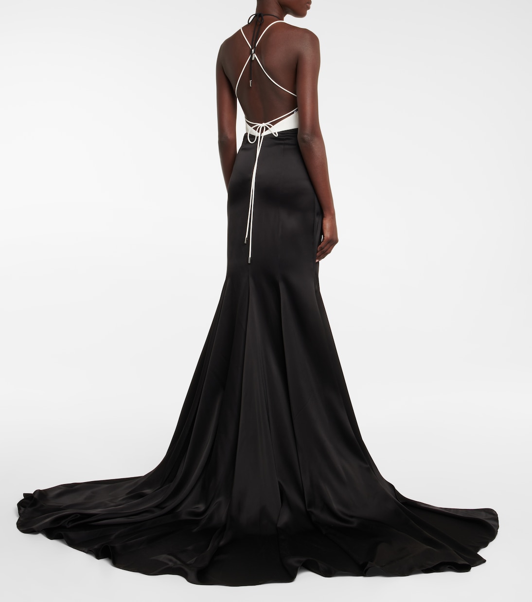 Verzierte Robe aus Cady und Satin | David Koma