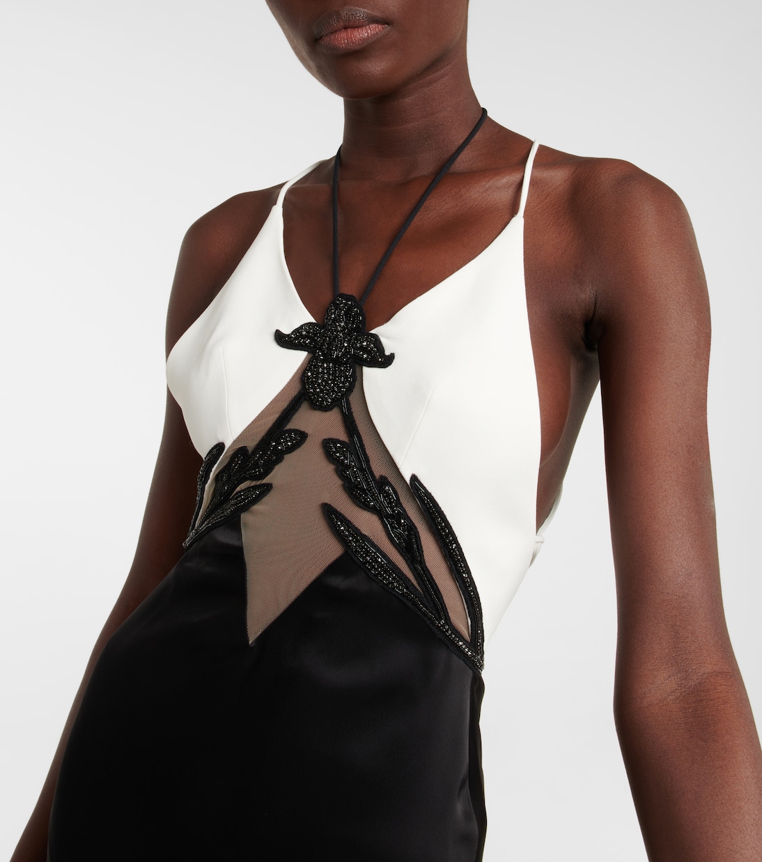 Verzierte Robe aus Cady und Satin | David Koma