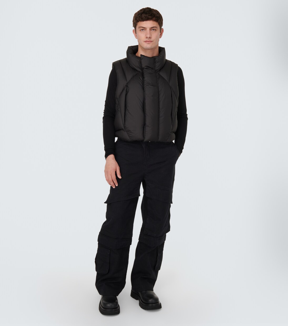 Grid cropped down vest | Entire Studios