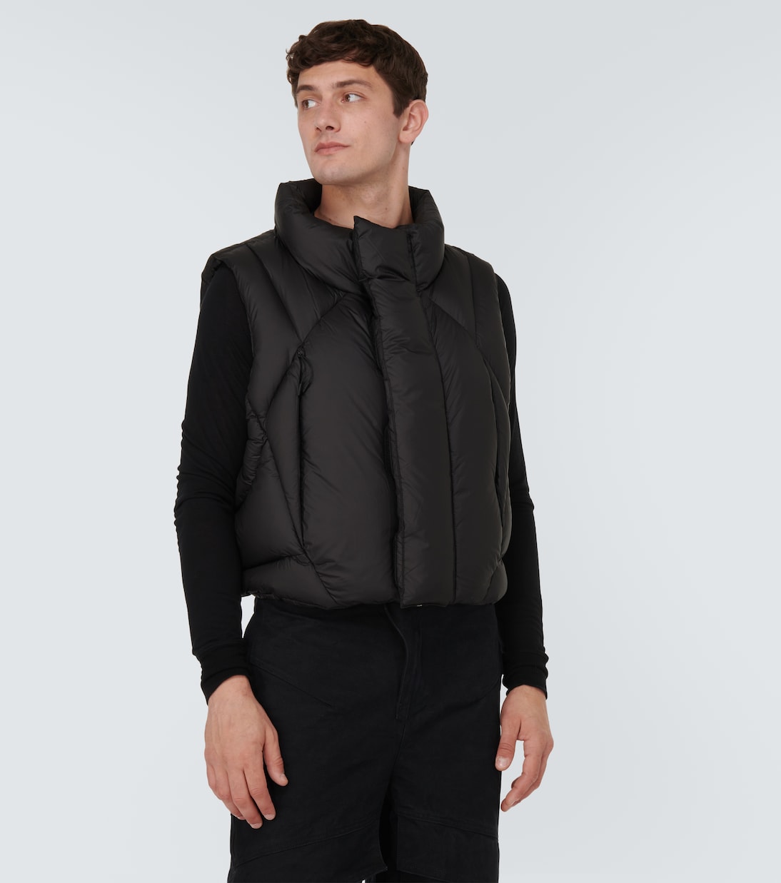 Grid cropped down vest | Entire Studios