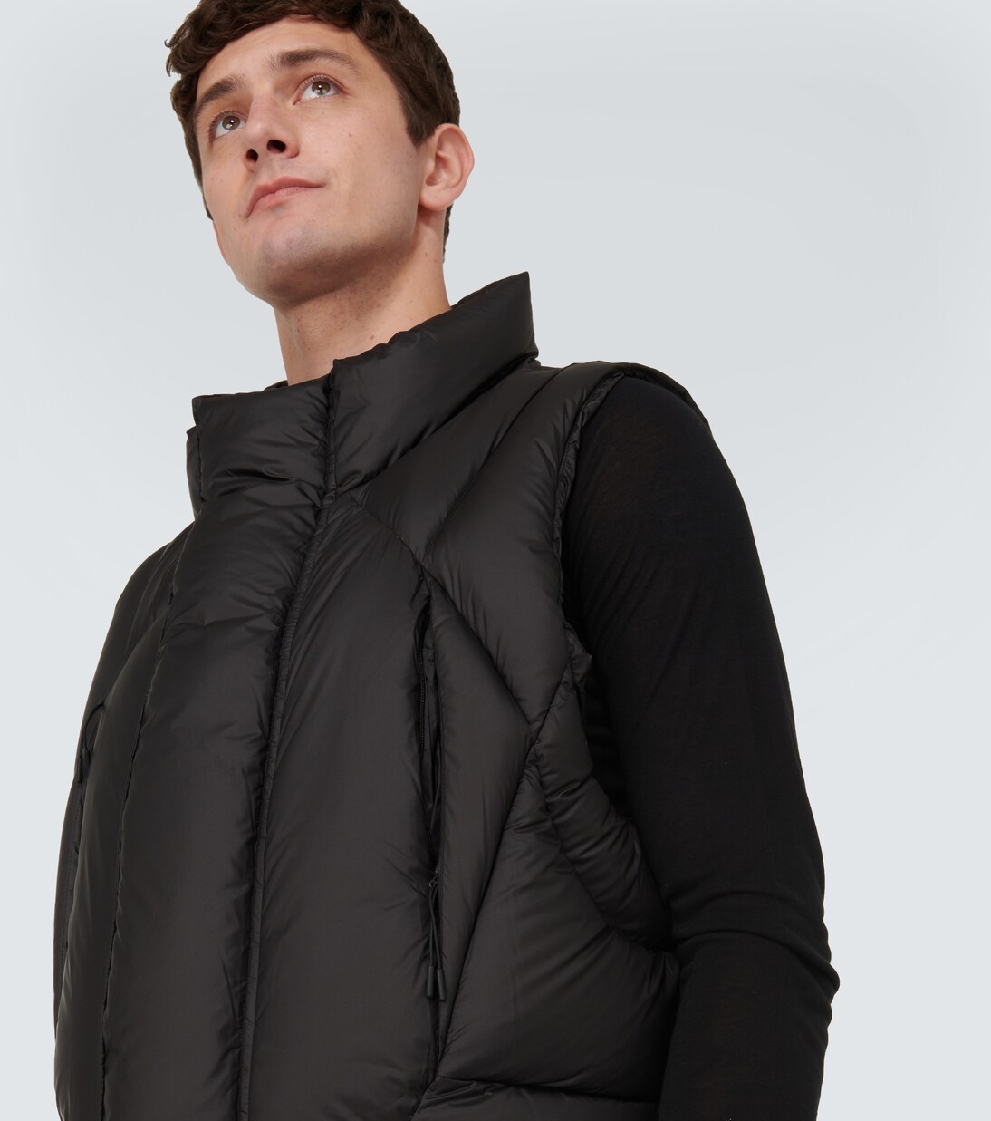 Grid cropped down vest | Entire Studios