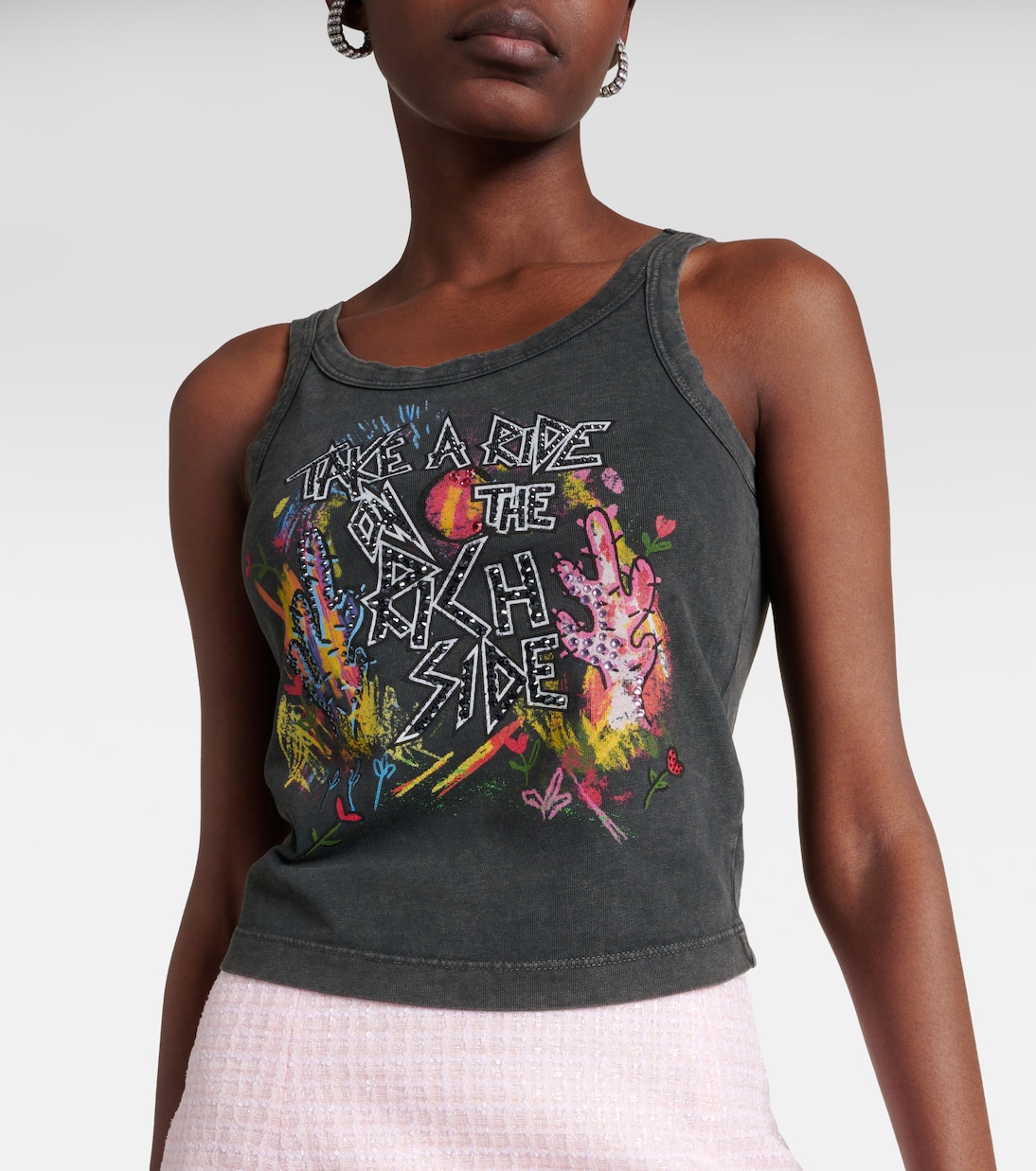 Bedrucktes Top aus Baumwoll-Jersey | Alessandra Rich