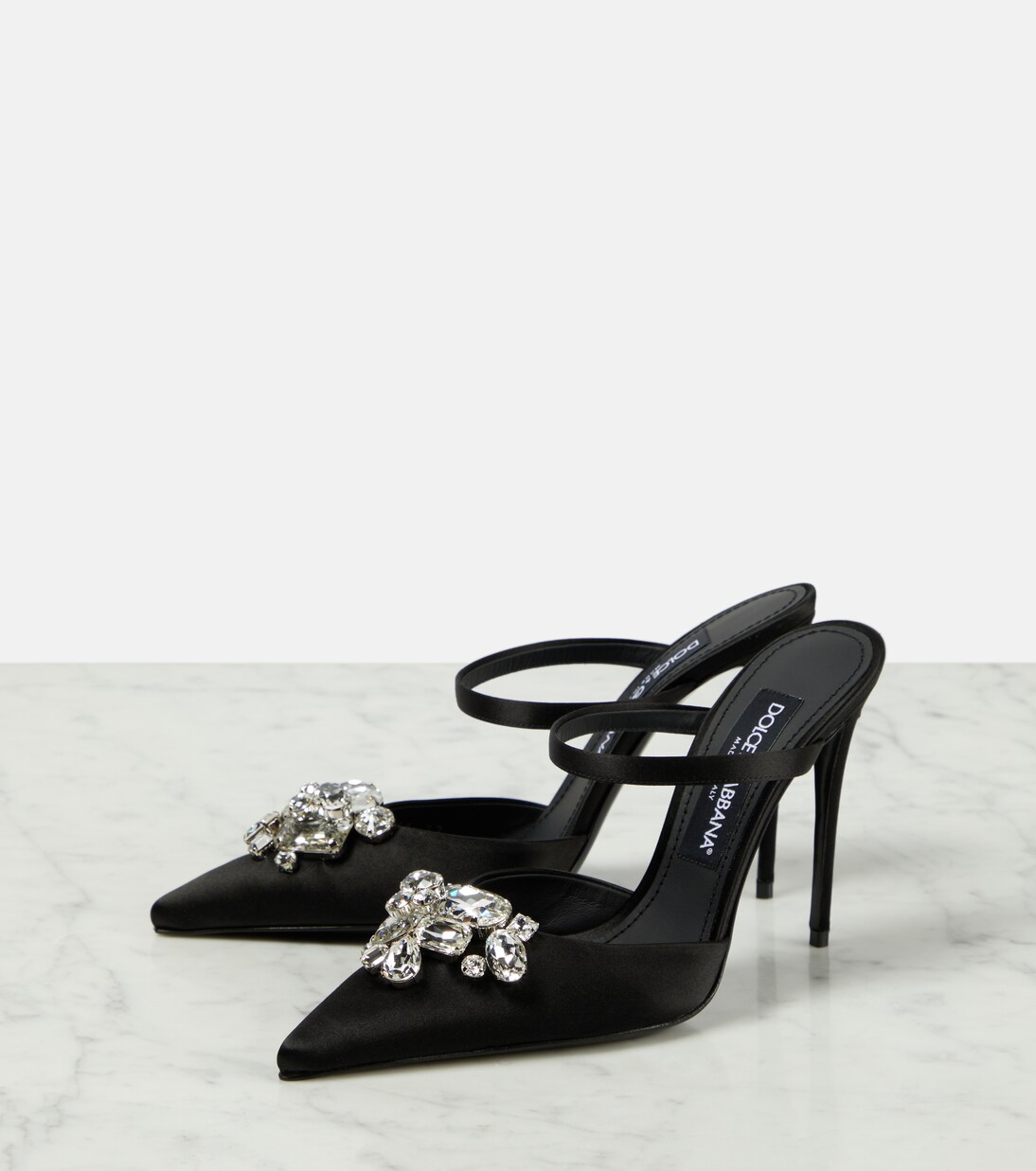 Crystal-embellished satin mules | Dolce&Gabbana