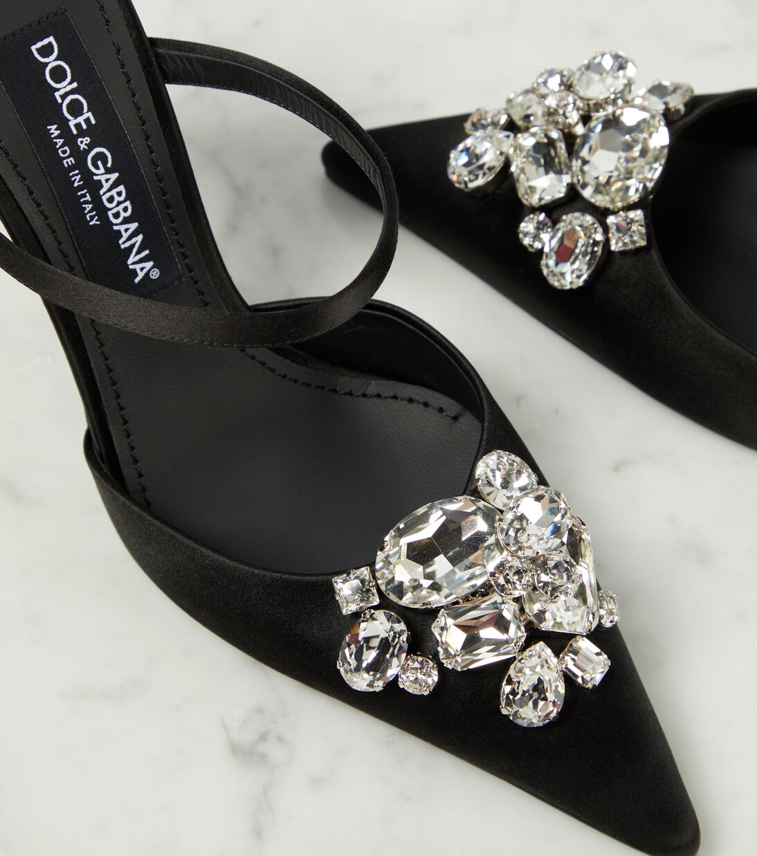 Crystal-embellished satin mules | Dolce&Gabbana