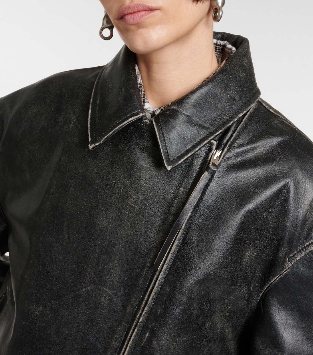 Distressed leather biker jacket | Acne Studios