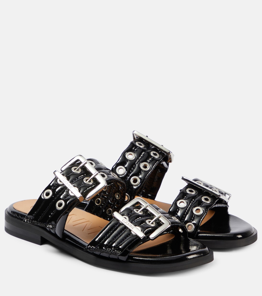 Verzierte Sandalen aus Lackleder | Ganni