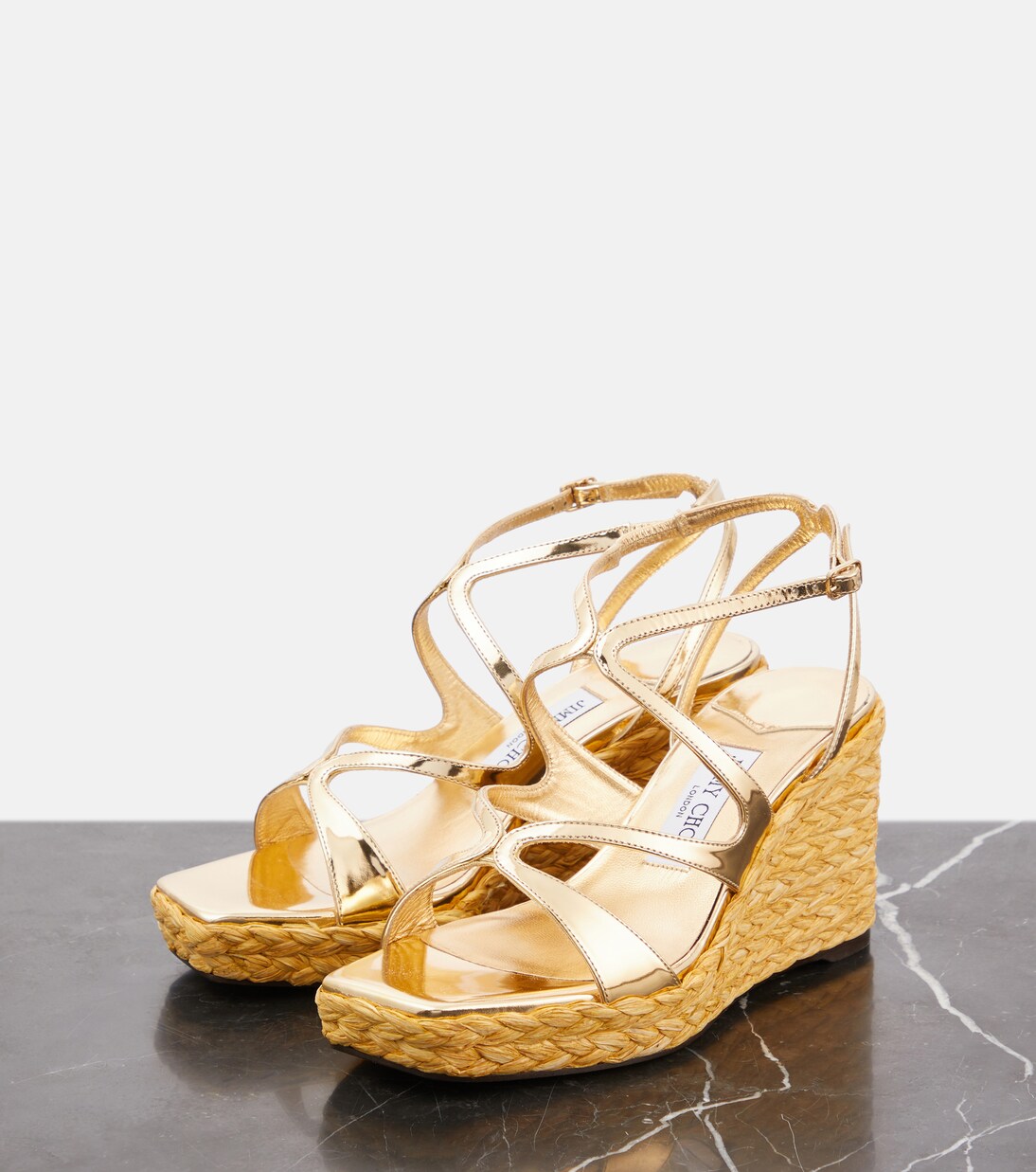 Ayla metallic leather espadrille wedges | Jimmy Choo