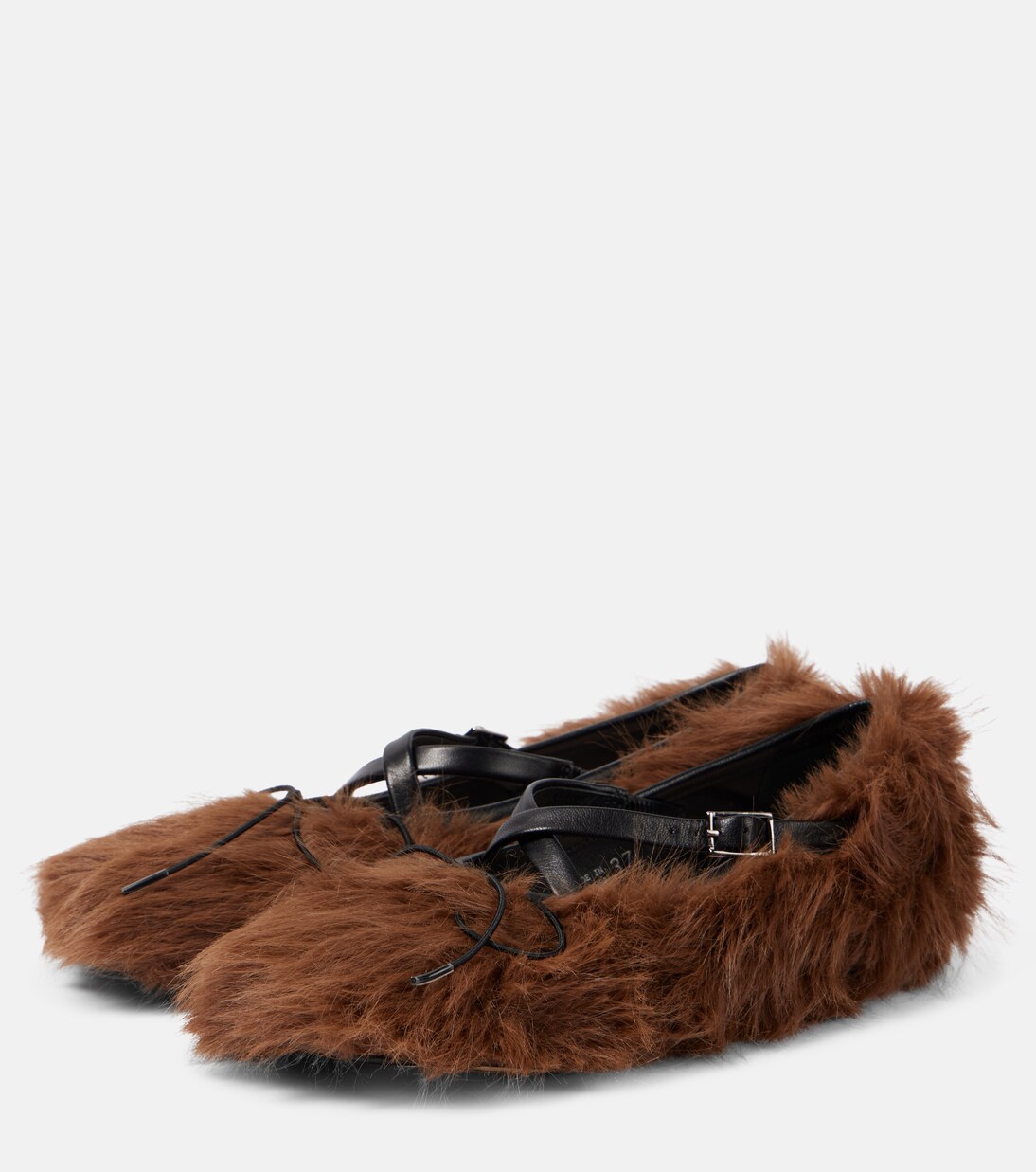 Criss Cross faux fur ballet flats | Simone Rocha