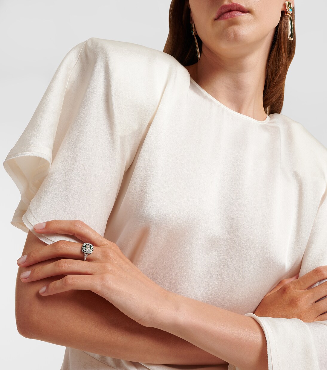 Art Deco 18kt white gold and enamel ring with diamonds | Kamyen