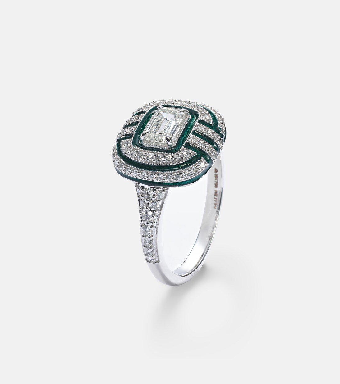 Art Deco 18kt white gold and enamel ring with diamonds | Kamyen