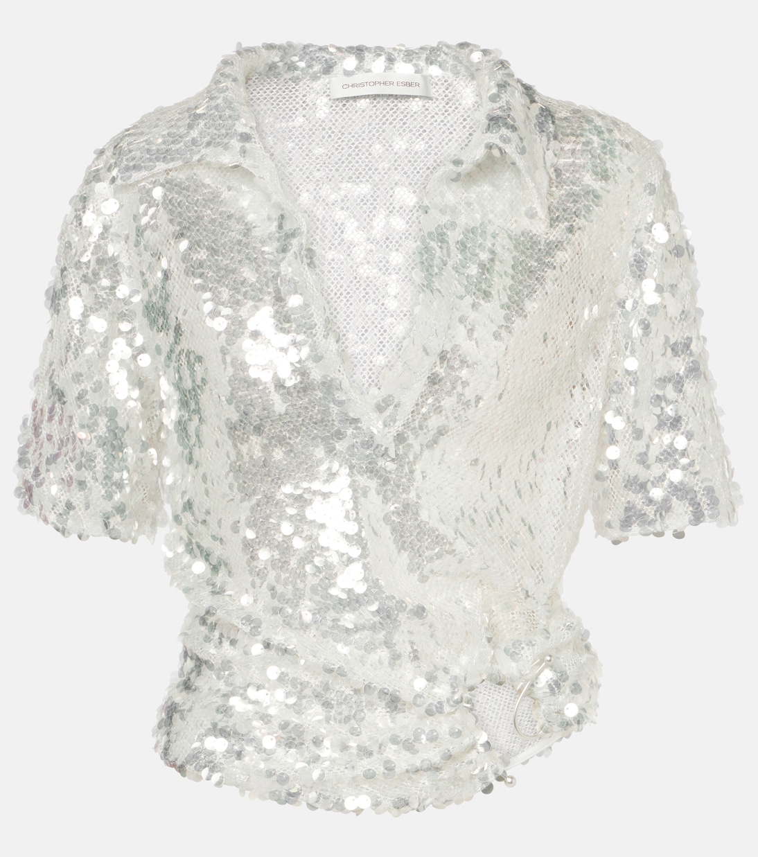 Sequined semi-sheer polo shirt | Christopher Esber