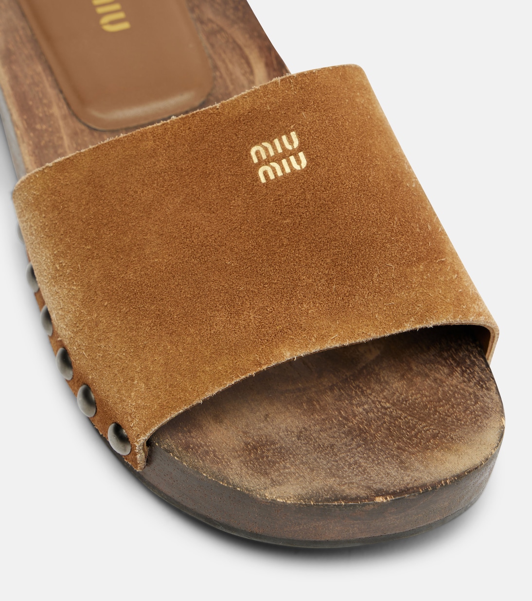 Logo faded suede mules | Miu Miu