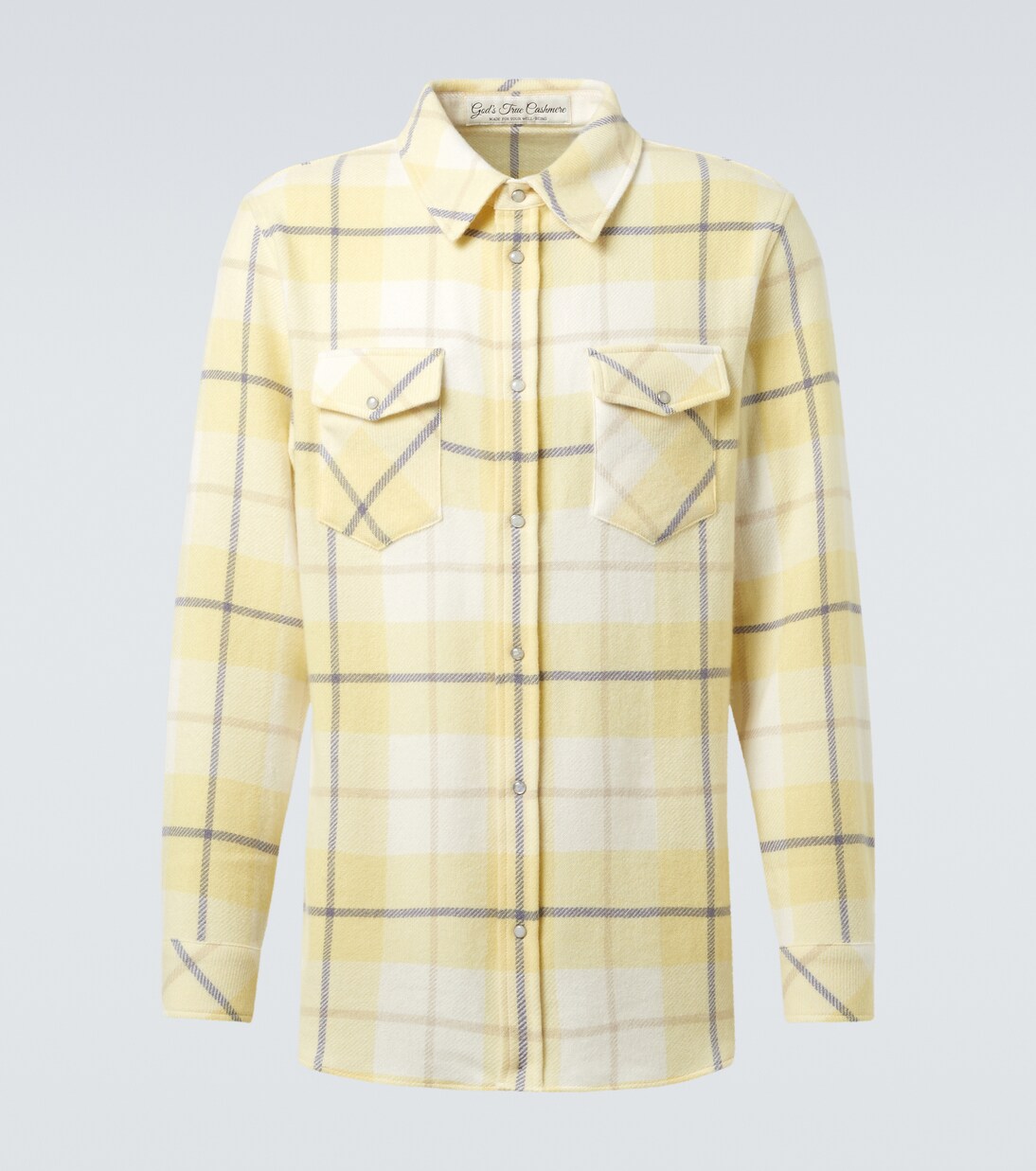 Dreamer plaid cashmere shirt with moonstone | God's True Cashmere