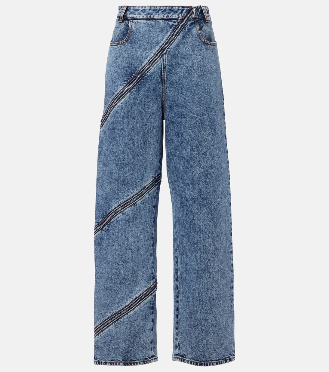 Jeans anchos Spiral de denim de tiro alto | Alaïa