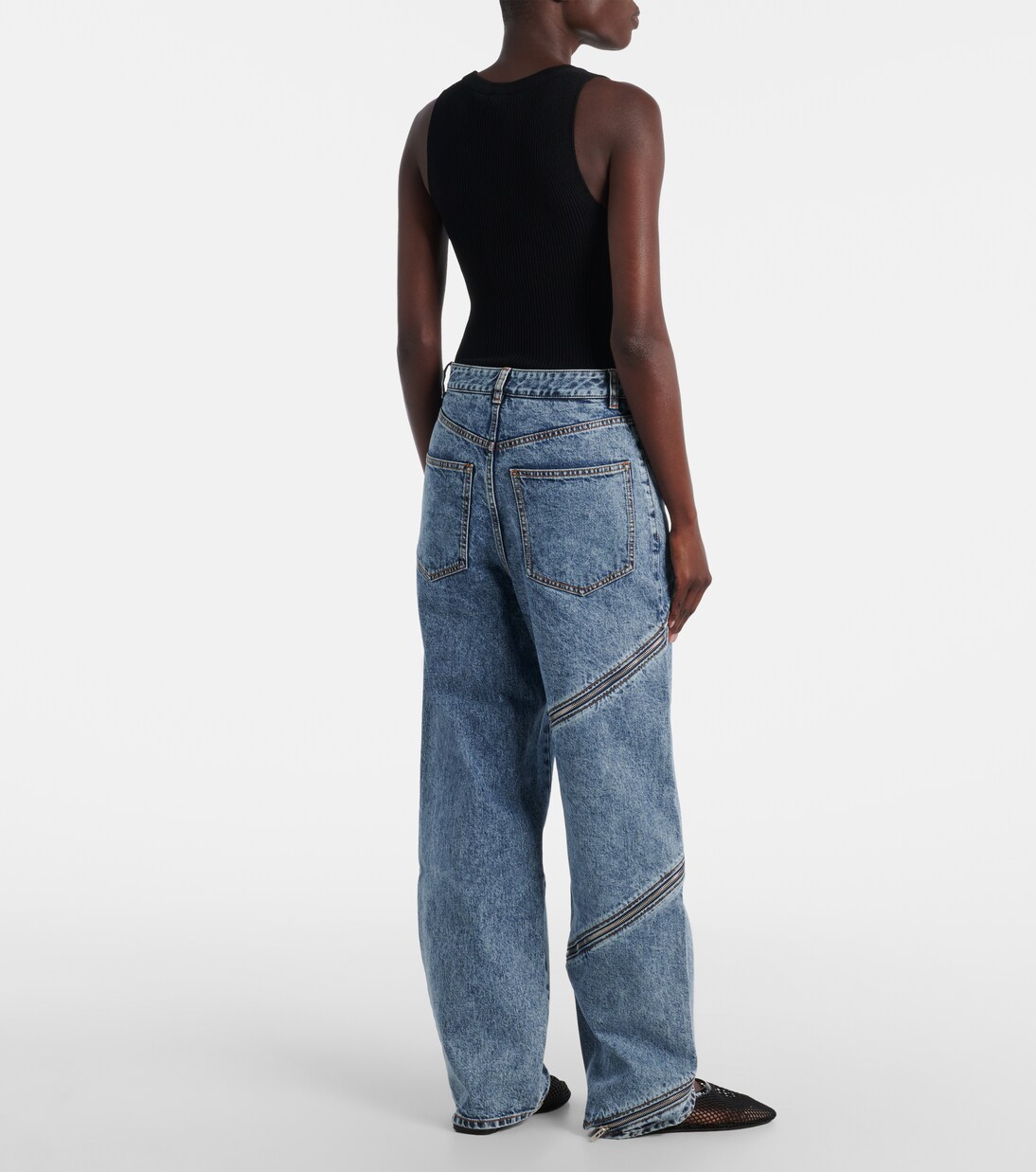 Jeans anchos Spiral de denim de tiro alto | Alaïa