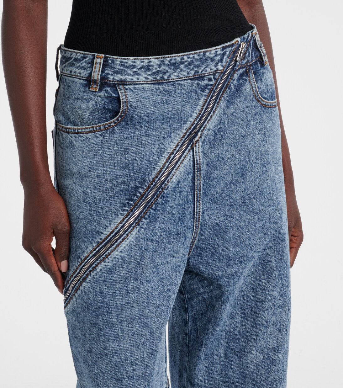 Jeans anchos Spiral de denim de tiro alto | Alaïa