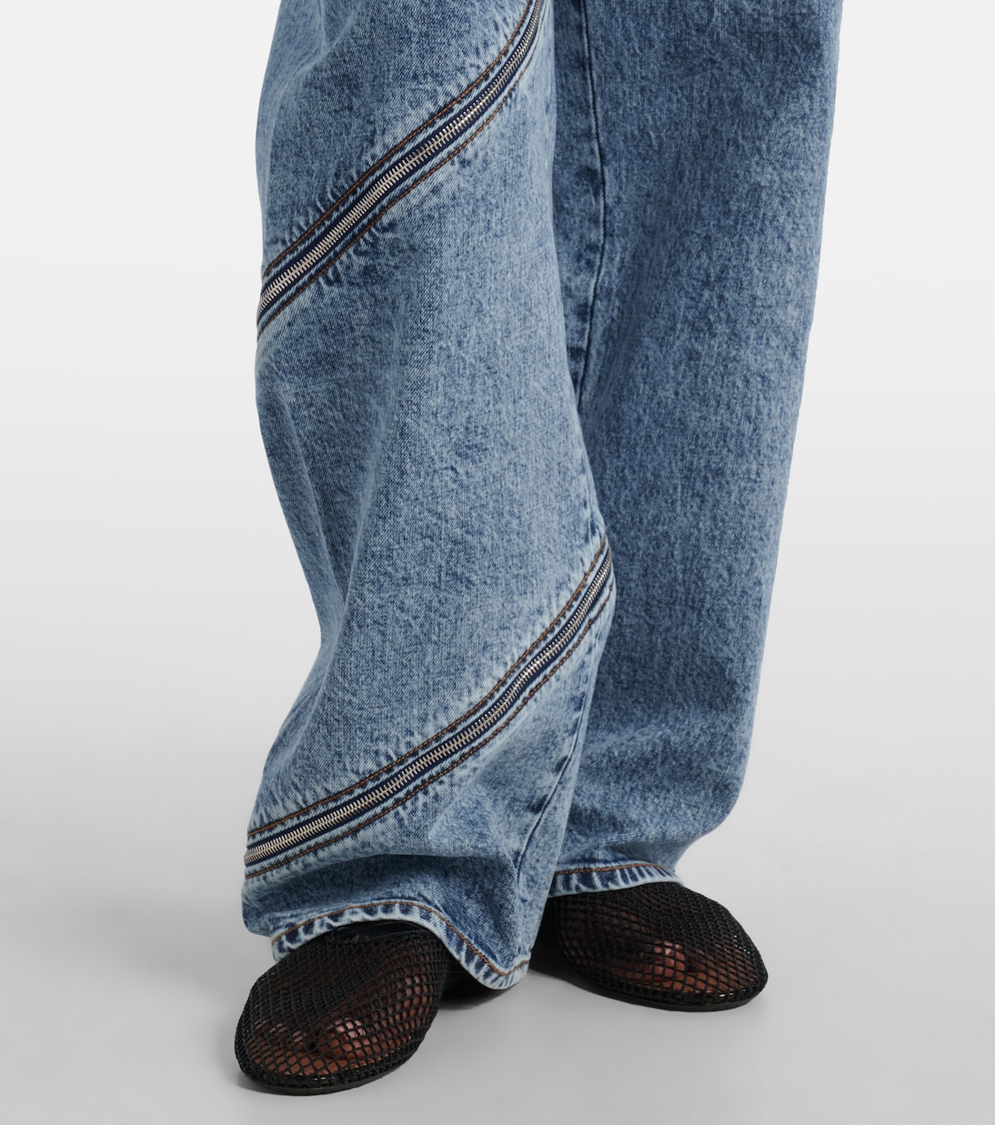 Jeans anchos Spiral de denim de tiro alto | Alaïa